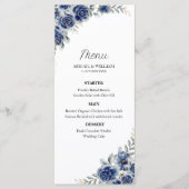 Romantic Blue Floral Botanical Wedding Menus Card Menükarte (Vorderseite)