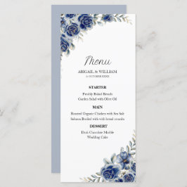 Romantic Blue Floral Botanical Wedding Menus Card Menükarte
