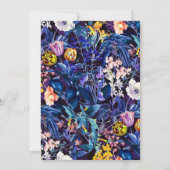 Romantic Blue Floral Elegante Chic Hochzeit Schwar Einladung (Rückseite)