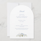 Romantic Blue Floral Monogram All in One Wedding Einladung (Rückseite)