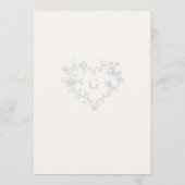 Romantic Blue Floral Monogram Wedding Einladung (Rückseite)