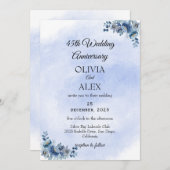 Romantic Blue Floral Wedding Anniversary Einladung (Vorne/Hinten)