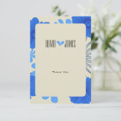 Romantic Blue Floral Wedding Danke Karte (Stehend Vorderseite)