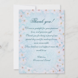 Romantic Blue Floral Wedding Danke Karte