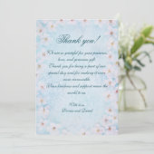 Romantic Blue Floral Wedding Danke Karte (Stehend Vorderseite)