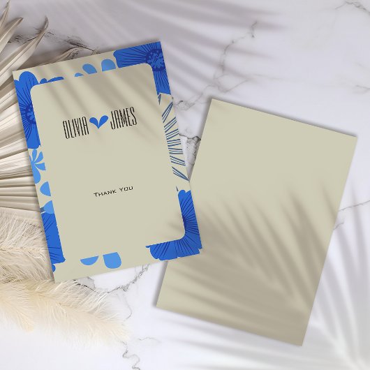 Romantic Blue Floral Wedding Danke Karte