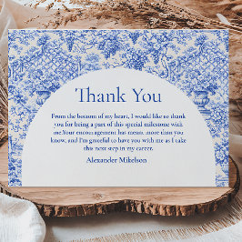 Romantic Blue Garden Graduation Party Dankeskarte