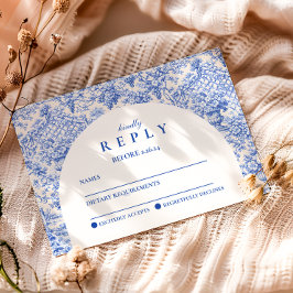 Romantic Blue Garden Graduation Party RSVP Karte