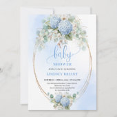 Romantic Blue Hydrangea Baby Shower Gold Invitatio Einladung (Vorderseite)