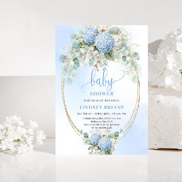 Romantic Blue Hydrangea Baby Shower Gold Invitatio Einladung