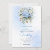 Romantic Blue Hydrangea Eucalyptus Wedding Invite Einladung (Vorderseite)