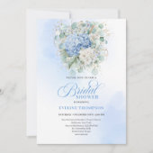 Romantic Blue Hydrangea Floral Bridal Shower Invit Einladung (Vorderseite)