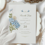 Romantic Blue Hydrangea Save the Date Hochzeit Einladung
