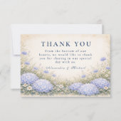 Romantic Blue Hydrangea Wedding Dankeskarte (Vorderseite)