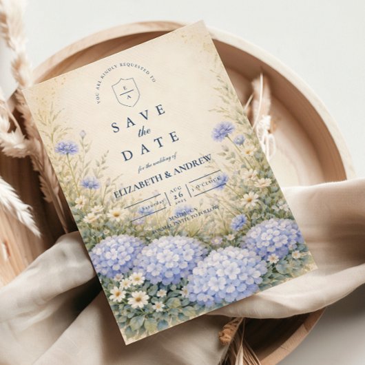 Romantic Blue Hydrangea Wedding Save The Date