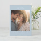 Romantic Blue Minimalist Photo Save The Date (Stehend Vorderseite)