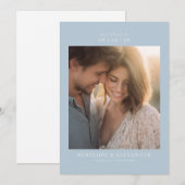 Romantic Blue Minimalist Photo Save The Date (Vorne/Hinten)