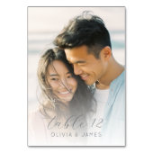 Romantic Blue Minimalist Photo Tischnummer (Vorderseite)