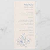 Romantic Blue Monogram Crest Floral Wedding Menu Menükarte (Vorderseite)