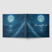 Romantic Blue Moonlit Beach Wedding Gästebuch (Voll)