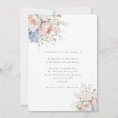 Romantic Blue & Pink Pastel Floral Wedding Einladung (Vorderseite)