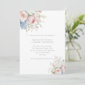 Romantic Blue & Pink Pastel Floral Wedding Einladung (Stehend Vorderseite)