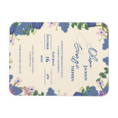 Romantic Blue Purple Floral Wedding Invitation Magnet (Horizontal)
