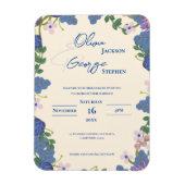 Romantic Blue Purple Floral Wedding Invitation Magnet (Vertikal)