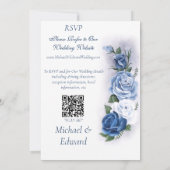 Romantic Blue Regency Gay Botanical Silhouette  Einladung (Rückseite)