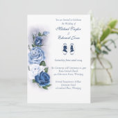 Romantic Blue Regency Gay Botanical Silhouette  Einladung (Stehend Vorderseite)