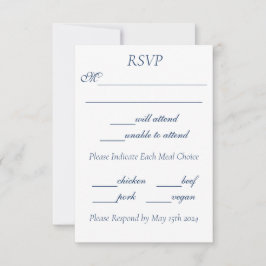 Romantic Blue Regency Gay Botanical Silhouette  RSVP Karte