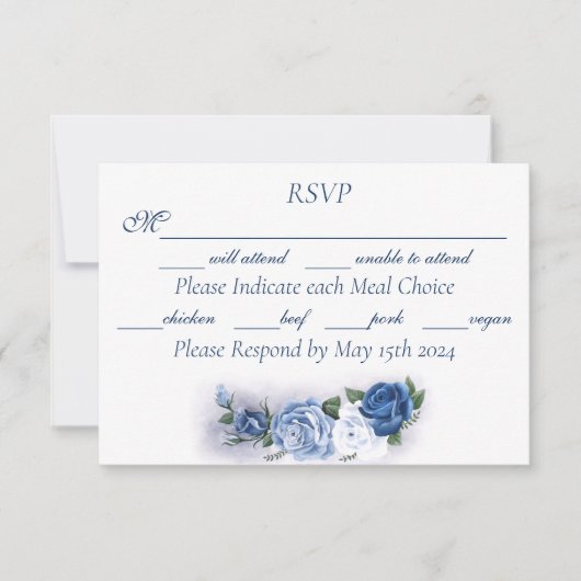 Romantic Blue Regency Gay Botanical Silhouette  RSVP Karte (Vorderseite)