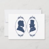 Romantic Blue Regency Gay Botanical Silhouette  RSVP Karte (Rückseite)