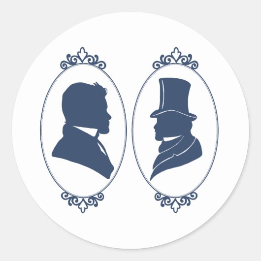 Romantic Blue Regency Gay Botanical Silhouette  Runder Aufkleber (Vorderseite)