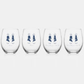 Romantic Blue Regency Gay Botanical Silhouette  Weinglas Ohne Stiel (Hinten)