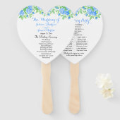 Romantic Blue Rose Blumenherz Hochzeitsprogramm Fächer (Vorne und Hinten)