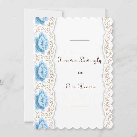 Romantic Blue Rose Gold Swirl Save The Date (Rückseite)