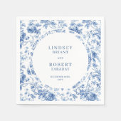 Romantic Blue Roses Toile Personalized Wedding  Serviette (Vorderseite)
