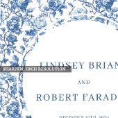 Romantic Blue Roses Toile Personalized Wedding  Serviette