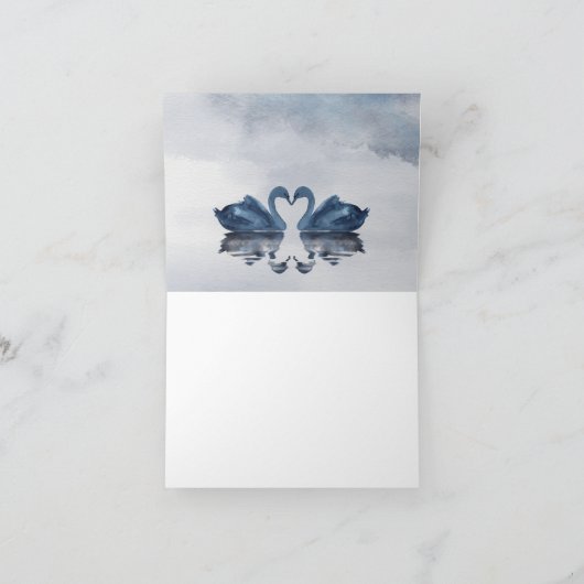 Romantic Blue Swan Wedding Dankeskarte (Innenseite)