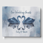Romantic Blue Swan Wedding Gästebuch (Vorderseite)
