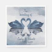 Romantic Blue Swan Wedding Serviette (Vorderseite)
