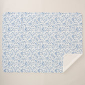 Romantic Blue White Floral Sherpadecke (Vorderseite (Horizontal))