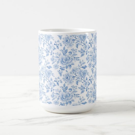Romantic Blue White Flowers Kaffeetasse (Mittel)