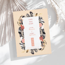 Romantic Blush Black Floral Wedding Save the Date Postkarte
