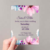 Romantic Blush & Blue Wedding Invitation  Acryleinladungen (Insitu (Handheld))