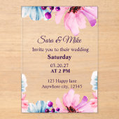 Romantic Blush & Blue Wedding Invitation  Acryleinladungen (Vorderseite)