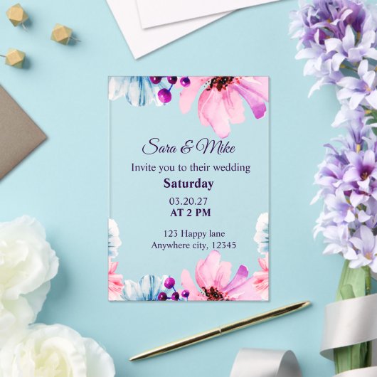 Romantic Blush & Blue Wedding Invitation  Acryleinladungen (In Situ (Hochzeit))