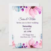 Romantic Blush & Blue Wedding Invitation Einladung (Vorderseite)