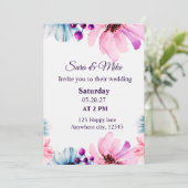Romantic Blush & Blue Wedding Invitation Einladung (Stehend Vorderseite)
